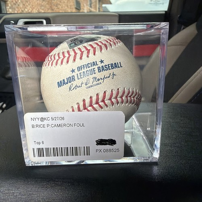 #ad Ben Rice Noah Cameron Baseball NYY @ KC 5 27 26 Foul Ball Top of 6th Inning $93.75