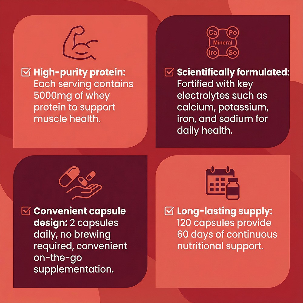 Whey Protein Capsules,100%, Maintains Muscle, Balance Muscle, Strength Health thumbnail 5