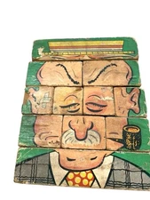 1960 Changeable Charlie Wood Block Puzzle Gaston Toys Wooden Blocks Vintage