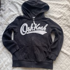 Kids girls Oshkosh B  Gosh black sparkly jacket size xs 4-5 hood zip up