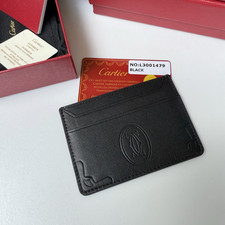 Cartier Must Series Slim Credit Card Holder Black Double C Logo