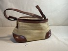 Etienne Aigner Straw and Leather Shoulder Bag Brown Trim#004