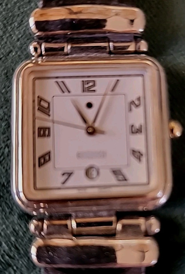 Reloj Ecclissi para mujer tono plata esterlina esfera cuadrada fecha vintage Foto 2 de 4