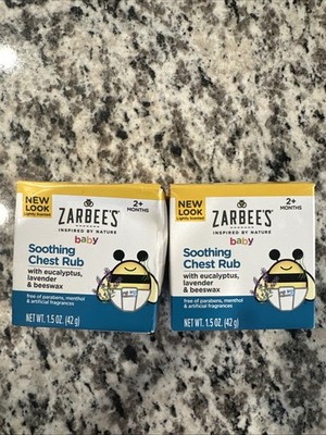 (2) Zarbees Naturals Baby Chest Rub Eucalyptus Lavender & Beeswax 1.5oz NIB 2028