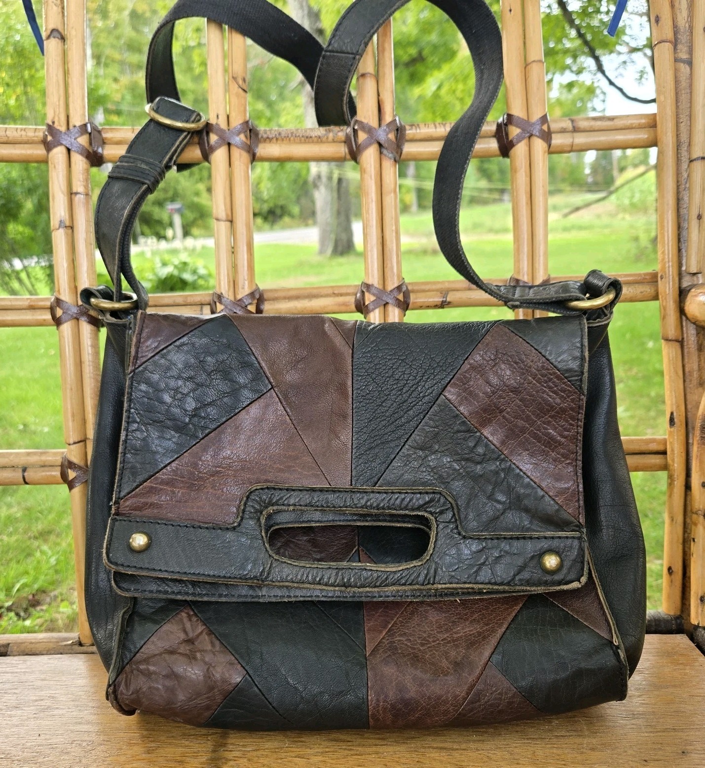 Vintage Lucky Brand Leather Patchwork Shoulder/Crossbody Bag Flap Boho 11