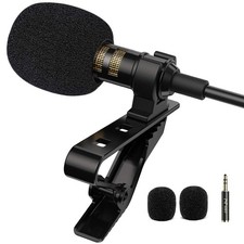 Professional Lavalier Lapel Microphone Omnidirectional Condenser Mic for iPho...