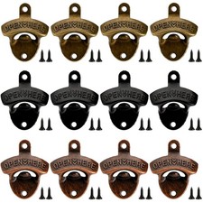 12Piece Wall Mounted Bottle Opener Metal Beer Bottle Top Openers for Bar Cabinet