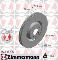 2X Bremsscheibe Coat Z Zimmermann 100.3357.20 FüR A6 Audi A7 C7 1LF 1LL 1ZK A8