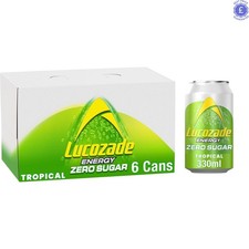 Pack of 6 Tropical Flavor Zero Sugar Energy Drinks - Perfect for Refreshment