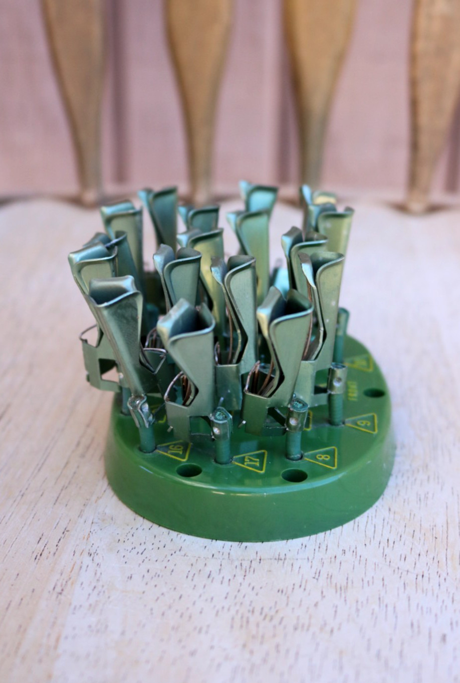 Vintage Metal and Plastic Flower Pin Frog Arrangement  by Reynolds Co