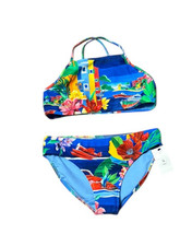 Polo Ralph Lauren NEW Seaside-Print Two-Piece Swimsuit Girls 14 Tropical Floral
