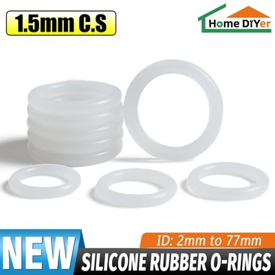White Silicone Rubber O Rings 1.5mm Cross Section 2mm-77mm ID Food Grade O Ring