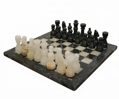 Premium Marble Chess Set with Elegant Black and Onyx 12inches x 12inches