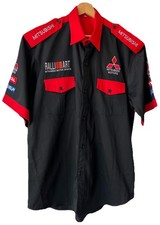 Mitsubishi Ralli Art Motor Sports Mechanic Shirt Michelin SIZE XL Red Black