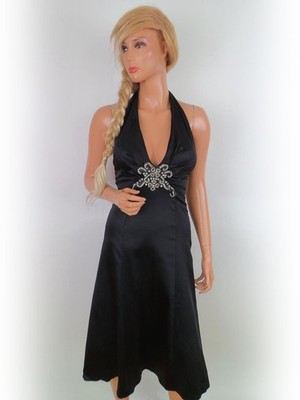 WAREHOUSE Damen Ballkleid/Abendkleid Gr. 36 Schwarz Ärmellos Kristalle Midi