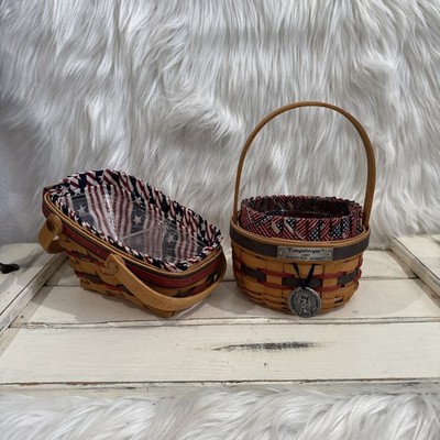 Longaberger 1997 Inaugural Basket 1996 Sleigh, Basket Red White