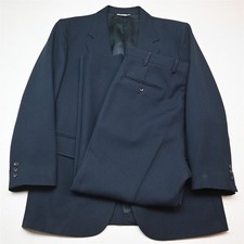 Vtg USA Made 42S 33x30 Navy Blue Striped Mens Jacket Pants Suit