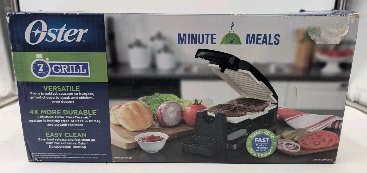 Oster CKSTCG21K Vertical Flip Indoor Countertop Grill Black Easy Clean