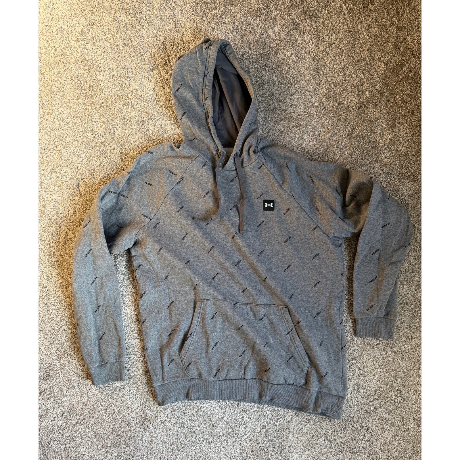 Under Armour Men's Rival Fleece Hoodie All-Over Logo LGT