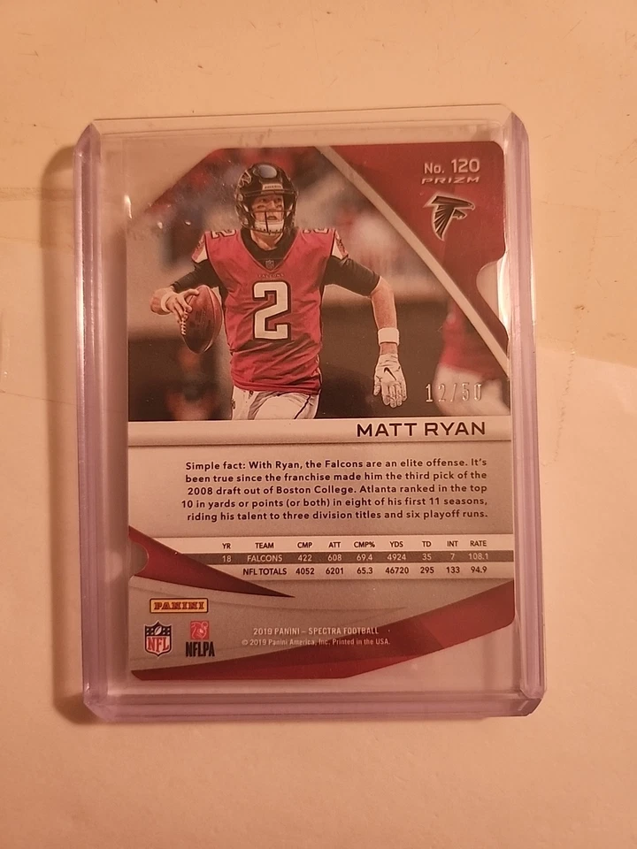2019 Panini Spectra Football Matt Ryan /50 Interstellar Prizm Atlanta Falcons - Image 4 of 4