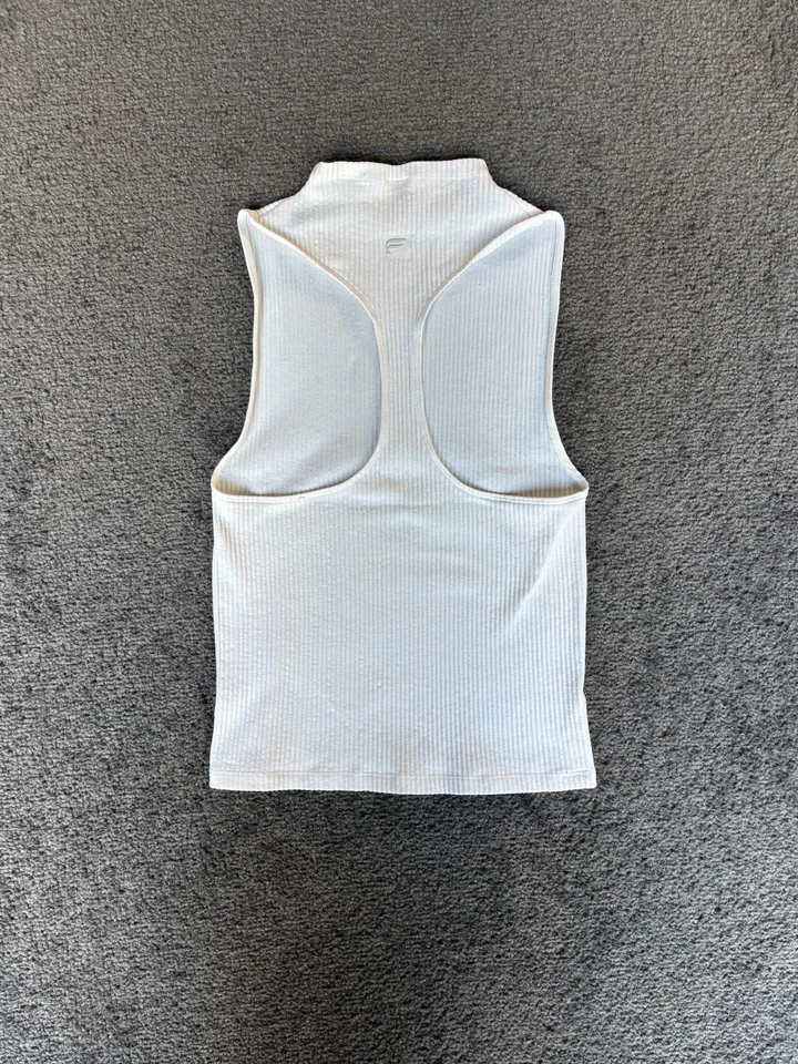 Fabletics Athletic Tank Top Women S White Racer Back Ribbed Turtleneck Pullover - Image 4 of 4
