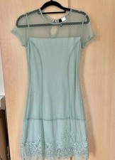 Mint Green Mesh Lace Panel Summer Dress Size 8 Coquette Soft Girl Fairycore