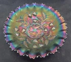 VINTAGE CARNIVAL NORTHWOOD STRAWBERRY PIE CRUST EDGED BOWL “FANTASTIC COLOR”