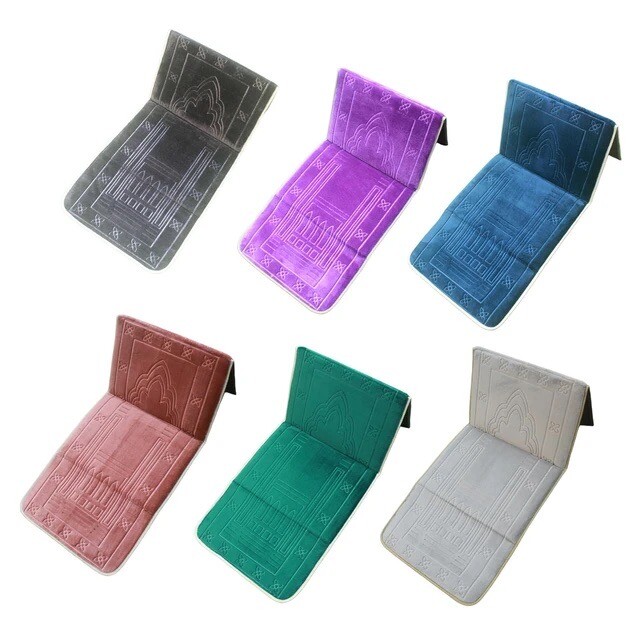 Tapis de prière pliant avec support dorsal idéal pour la mosquée et les voyages en famille