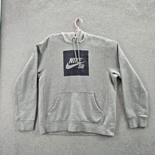 Nike SB Men Hoodie M Gray Fleece Activewear Logo Skater Long Sleeve