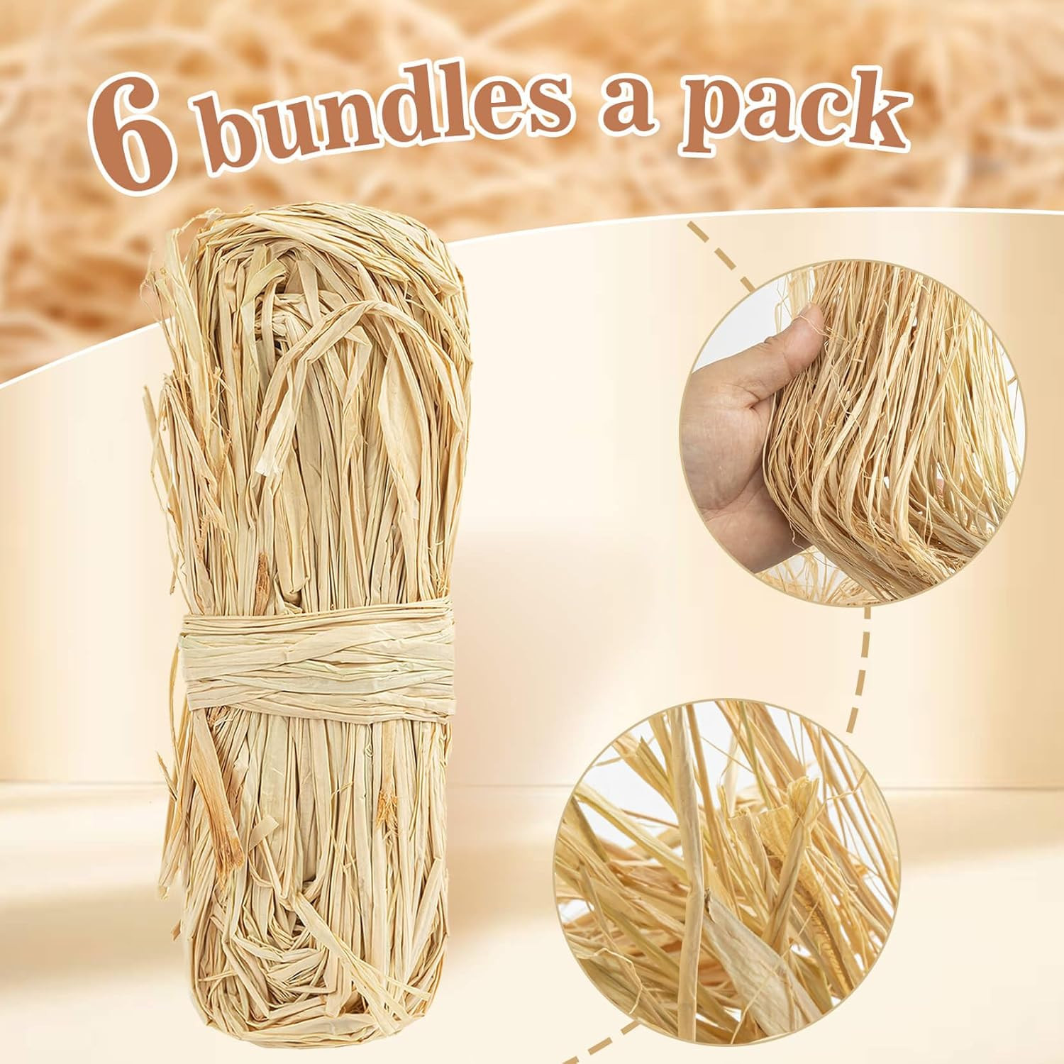 6PCS Raffia Ribbon Raffia Grass Sukh Raffia Straw for Florist