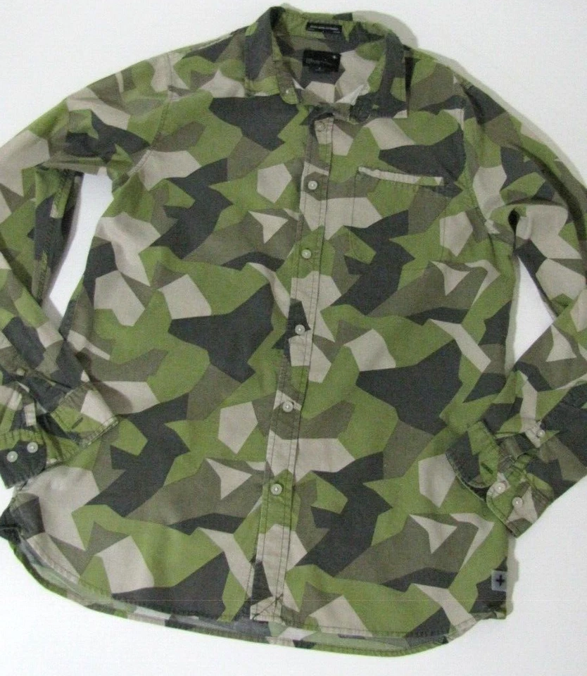 Tavik Modern Beach Culture Button Up Shirt Green-Camo Long-sleeve Men- L  Fits M - Image 4 of 4