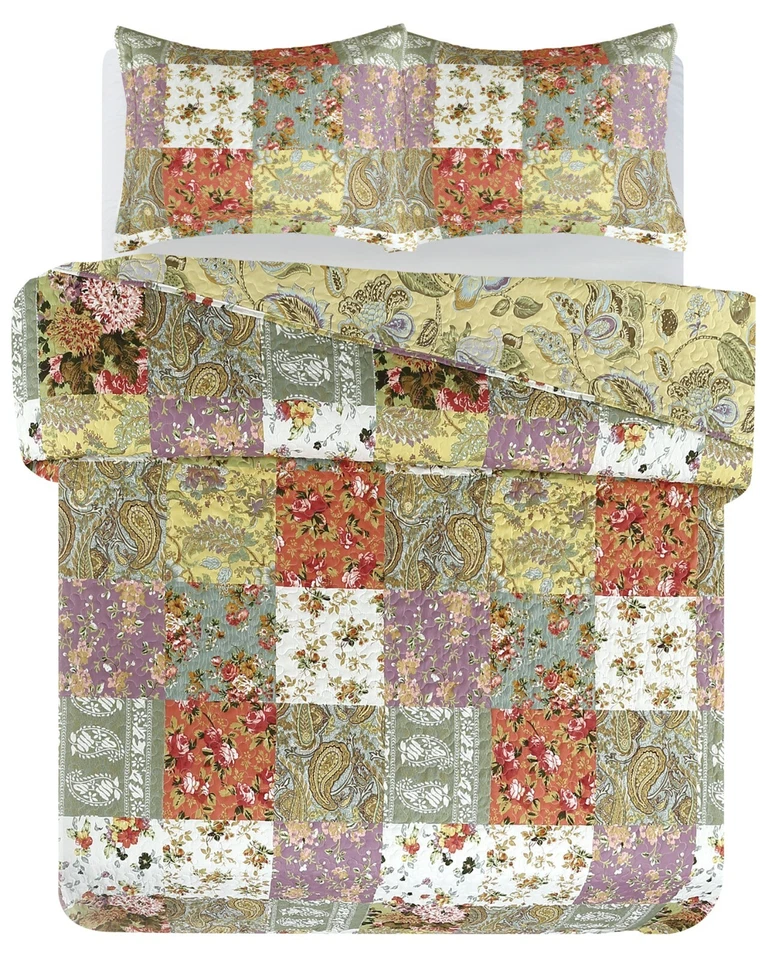 Colcha ligera reversible cosida cachemira Legacy Decor 3 piezas Foto 3 de 4