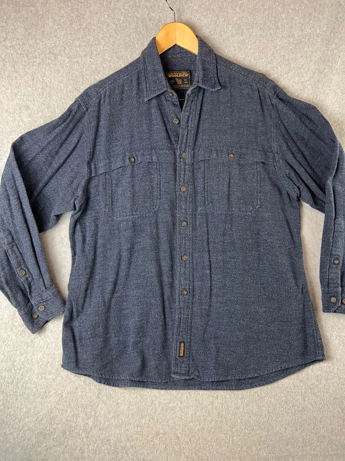 Woolrich Button Up Shirt Mens Large Rugged Causal Outdoor Hiking Long Sleeve *