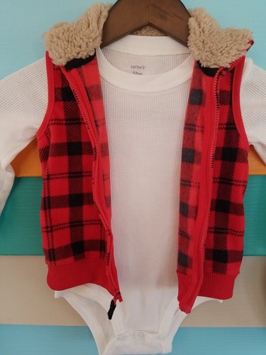 Carters Baby Boy 2 Piece Vest & Bodysuit 24 Months plaid toddler - Picture 10 of 12