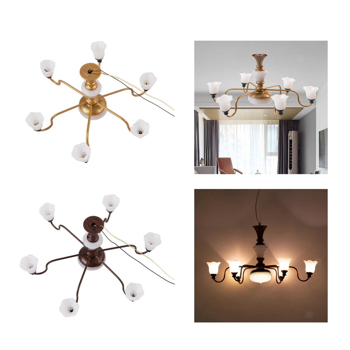 Mini Pendant Lights Doll House LED Miniature Ceiling Lamp 1 87 Scale Dollhouse