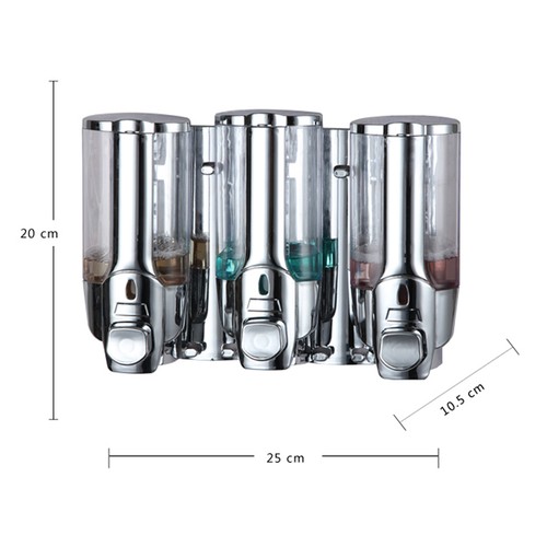 3-Kammer Seife Shampoo Conditioner Spender Badezimmer Wandmontage Dusche Pumpe - Bild 2 von 8