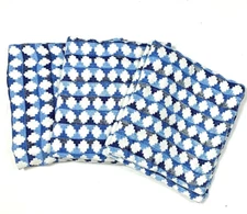 3 Custom Luxury Shams Pillow Covers Blue White Dhurrie Rug Print Woven 28 x 26