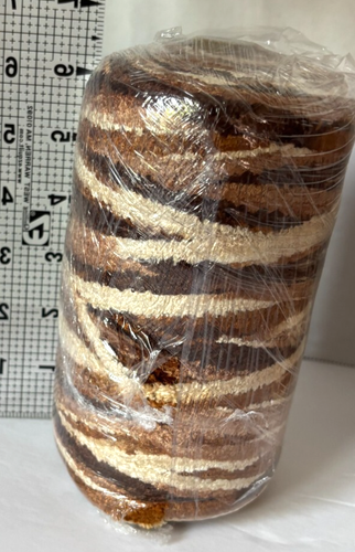 Variegated Brown/Beige Chenille Yarn 1.5 Pound Cone New Unopened Package - Picture 3 of 6