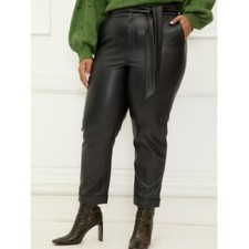 ELOQUII Elements Womens Slim Faux Leather Pant W/O Tie Size 16