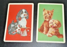 VINTAGE SWAP CARDS COCKER SPANIEL & TERRIER PUPS DOGS KINGS OF CLUBS