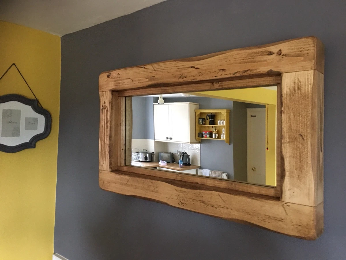 Mirror Rustic Wooden Farmhouse Mirror Reclaimed Wood Light oak