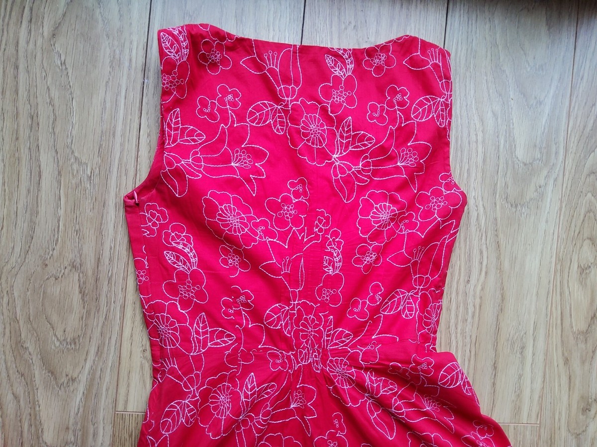 Laura Ashley Red Dress Size 12 Embroidered Fit Flare Midi Valentine's 2026 View 4