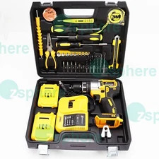 Cordless Compact Impact Driver Hammer Drill Combo Kit with 2 Battery & Charger