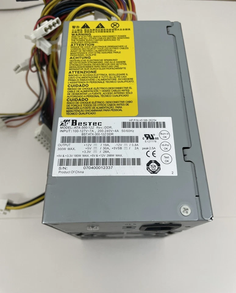 Bestec ATX‑300‑12Z Power Supply – PC PSU for Parts or Repair, 300W ATX - Image 4 of 4