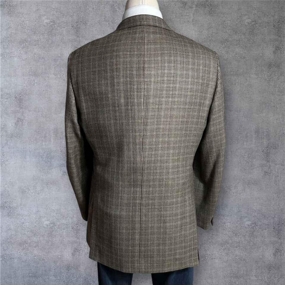 JOHN W. NORDSTROM Men’s 46L Wool Blazer Brown Plaid Sport Coat 2 Button Jacket - Image 2 of 4