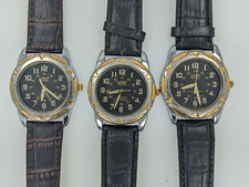 Three 3 Lorus Men's Quartz Watches V515-6C40 Leather Band Vintage 1990s AS IS