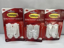 3 X 3M Command Medium Wire Hooks - 2 Hooks 4 Strips EACH - Holds 3 lbs - White