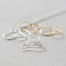 Solid Brass Earring Hooks - Heart 15mm 4578C