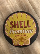 Vintage shell gas pump premium gasoline sign