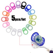 5 Pieces Baby Dummy Adaptors Ring Silicone Clip Pacifier Soother Accessory Gifts